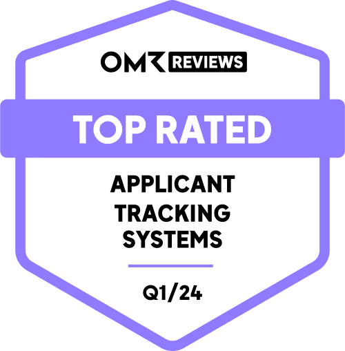 Qualitätssiegel von OMR Reviews mit der Bewertung top rated im Bereich applicant tracking systems aus dem Jahr 2024.