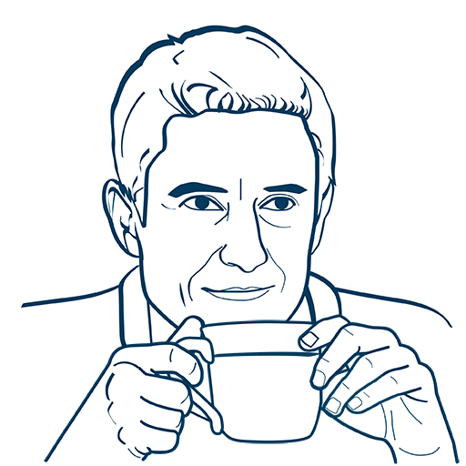 Eine animierte und gezeichnete Grafik zeigt unseren Kollegen Alex aus der IT.